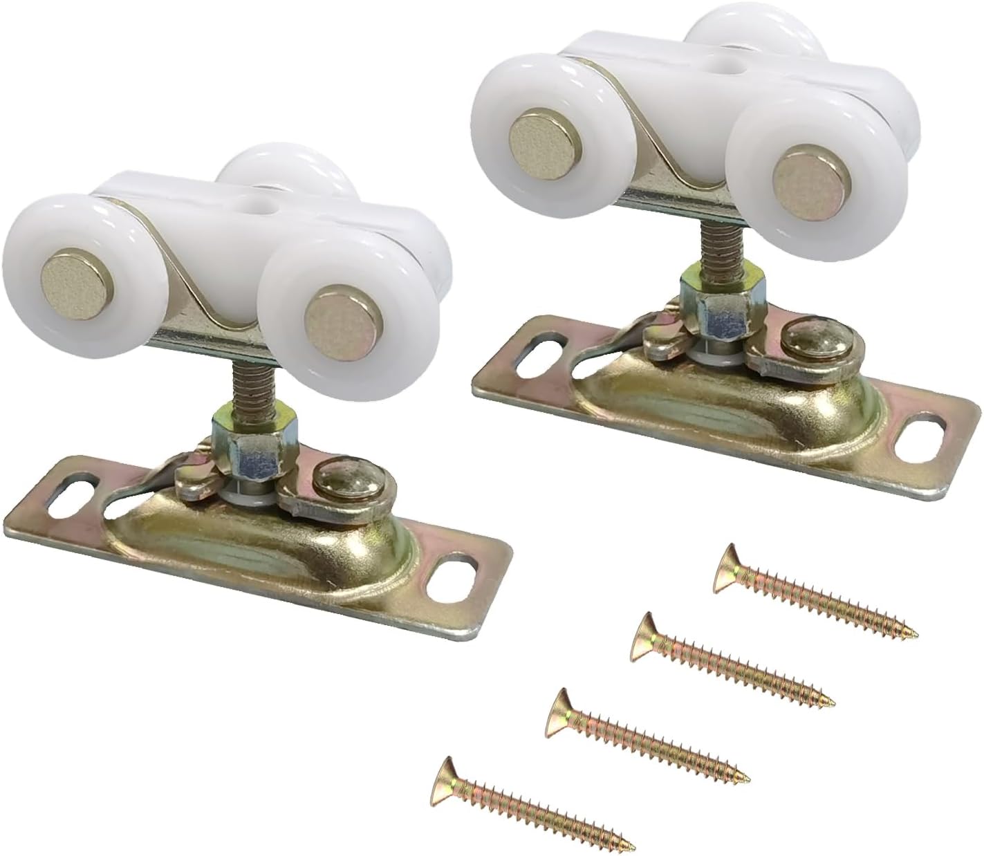 3/4 Inch Sliding Pocket Door Rollers Assembly, Sliding Door Wheels Replacement Part with Top Hanger for Johnson Part Hardware Kit, Sliding Door Hardware Kits for Bypass, Closet Doors