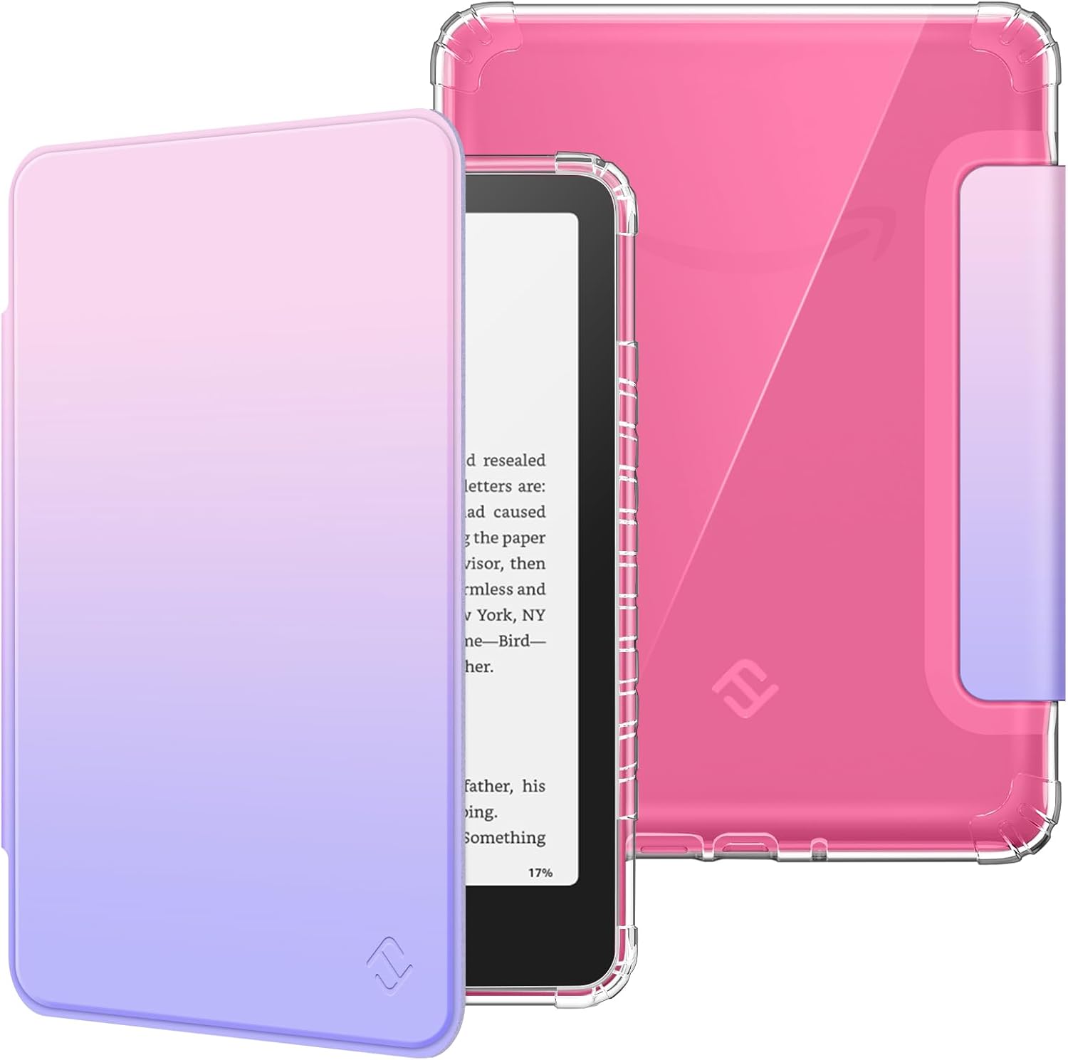 Fintie Case for 7" All-New Kindle Paperwhite (12th Generation, 2024) and Kindle Colorsoft Signature Edition, Ultra Clear Soft Light Transparent TPU Back Cover Auto Wake/Sleep, Fantasy Ombre