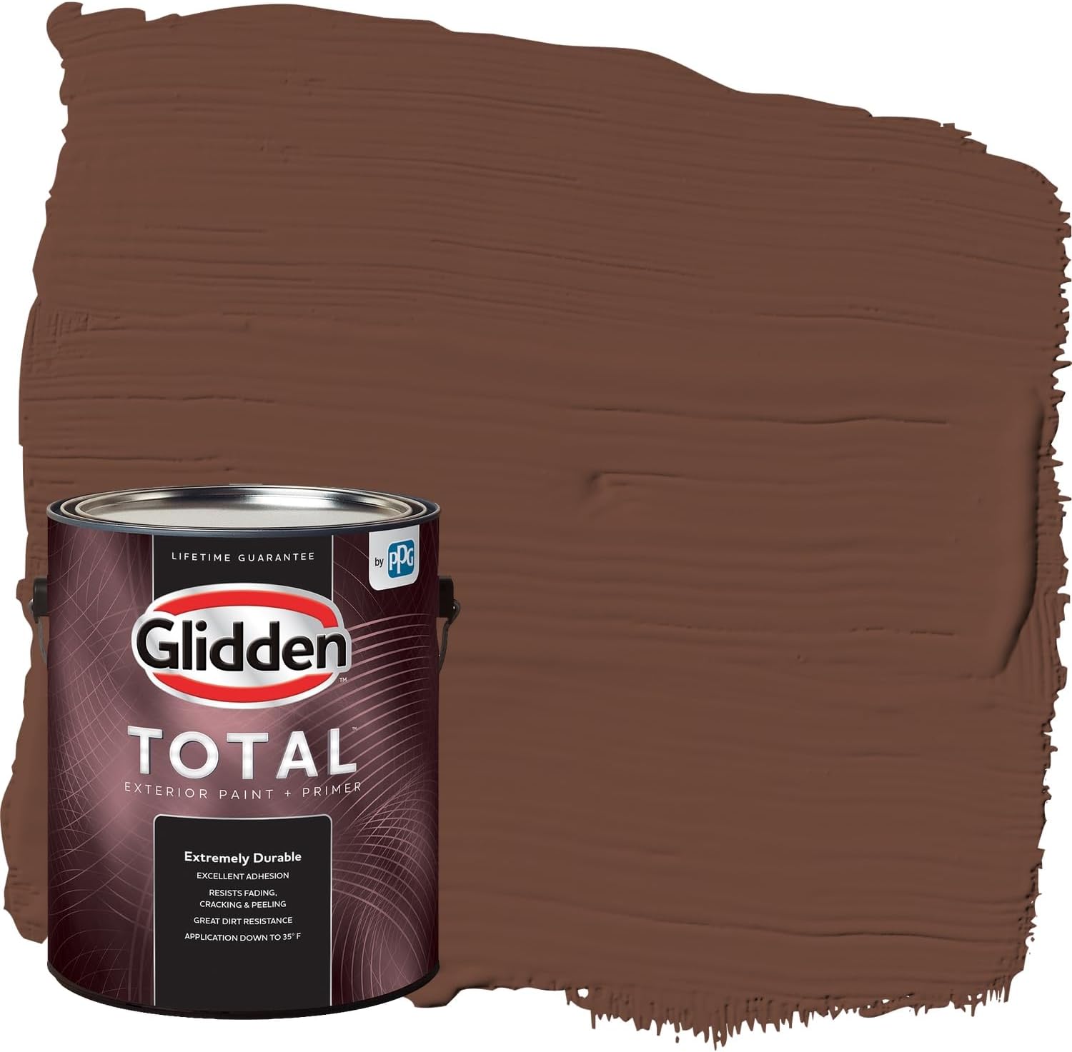 Glidden Total Exterior Paint & Primer All-in-One, Bird House Brown/Brown, Satin, 1 Gallon