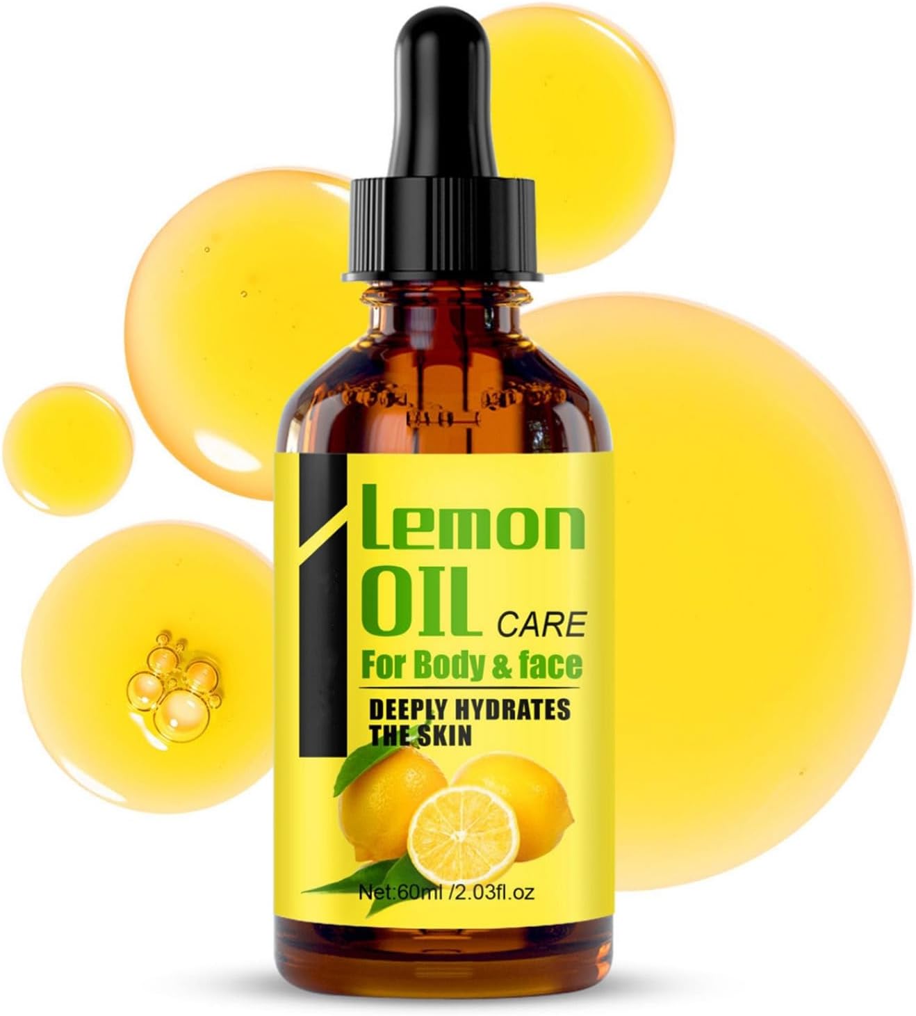 Lemon Oil for Body & Face, Multi-Use Moisturizing Oil for Skin, Hair & Nails, Nourishing & Firming, Deep Nourish Dry Skin, Fast-Absorbing Anti-Aging, Smoothing & Soothes Skin 60ml/2.03fl.oz