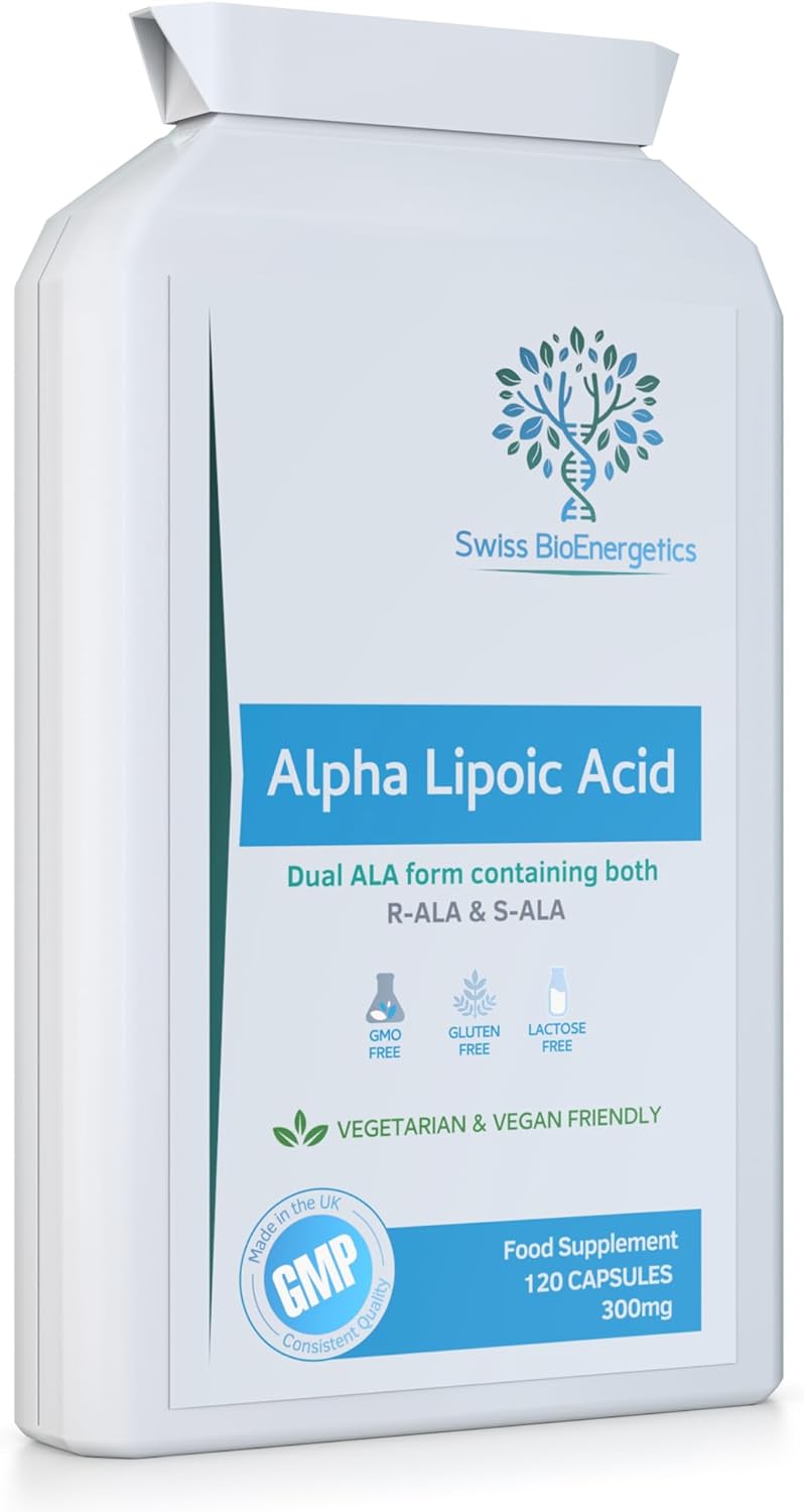 Alpha Lipoic Acid 300mg 120 Capsules – Dual ALA (Both R-ALA and S-ALA) - UK Manufactured