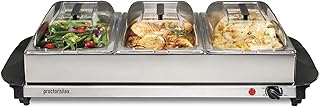 Proctor Silex Buffet Server & Food Warmer, Adjustable Heat, for Parties, Holidays and Entertaining, Three 2.5 Quart Oven-Safe Chafing Dish Set, Stainless Steel