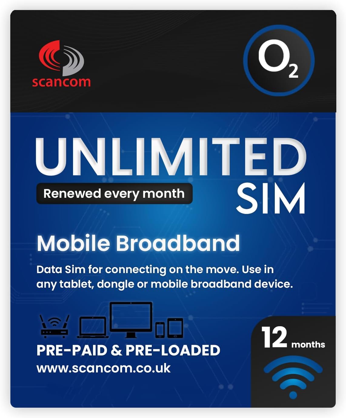 O2 Unlimited 5G Data SIM - Perfect for unlocked Phones, Routers, Tablets and Wifi Dongles - Activate anytime when you receive the SIM - Choose your Data Duration (12 Months)