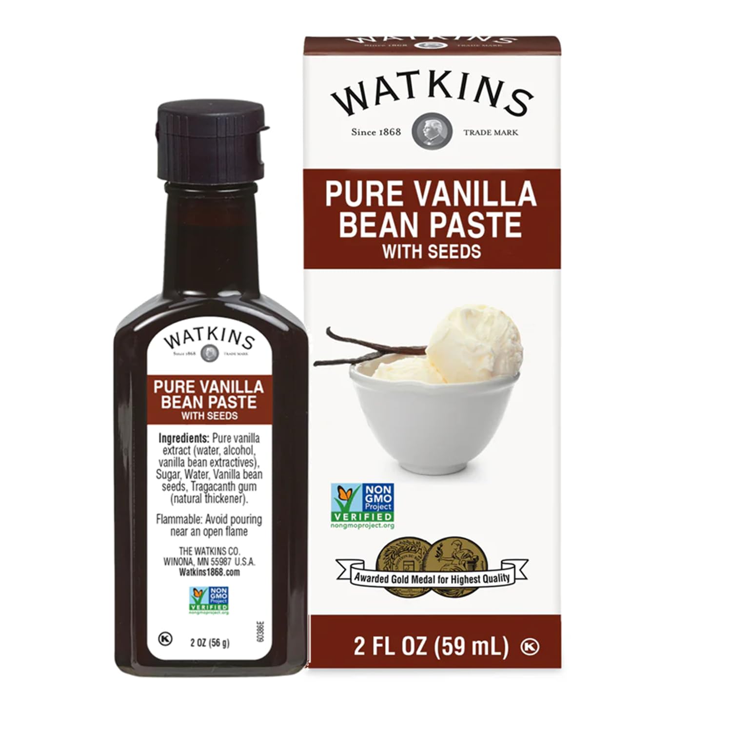 Watkins All Natural Original Gourmet Pure Vanilla Bean Paste, 2 oz.