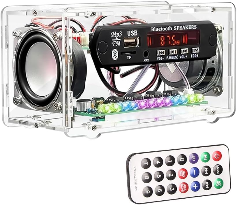 Hojalis FM Radio Electronics Kit, Soldering Practice Kits, DIY Bluetooth Speaker Kit, Music Player with Led Indicator Light, Mini Sound Amplifier Kit, Electronic Project Kit with Digital Display