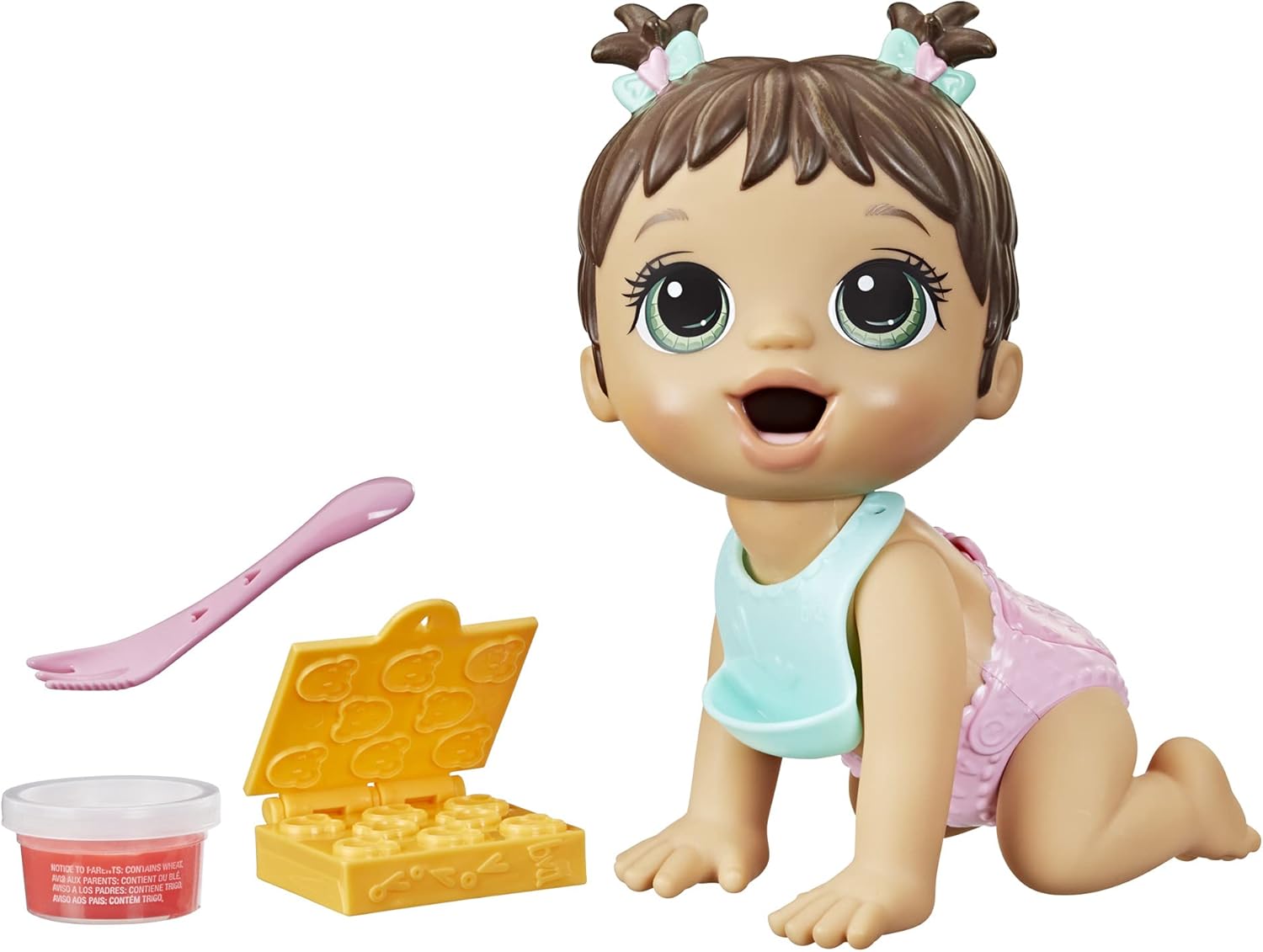Baby Alive Lil' Snacks Doll - Eats & Poops, Snack-Themed 8-Inch Baby Doll, Brown Hair, Ages 3+