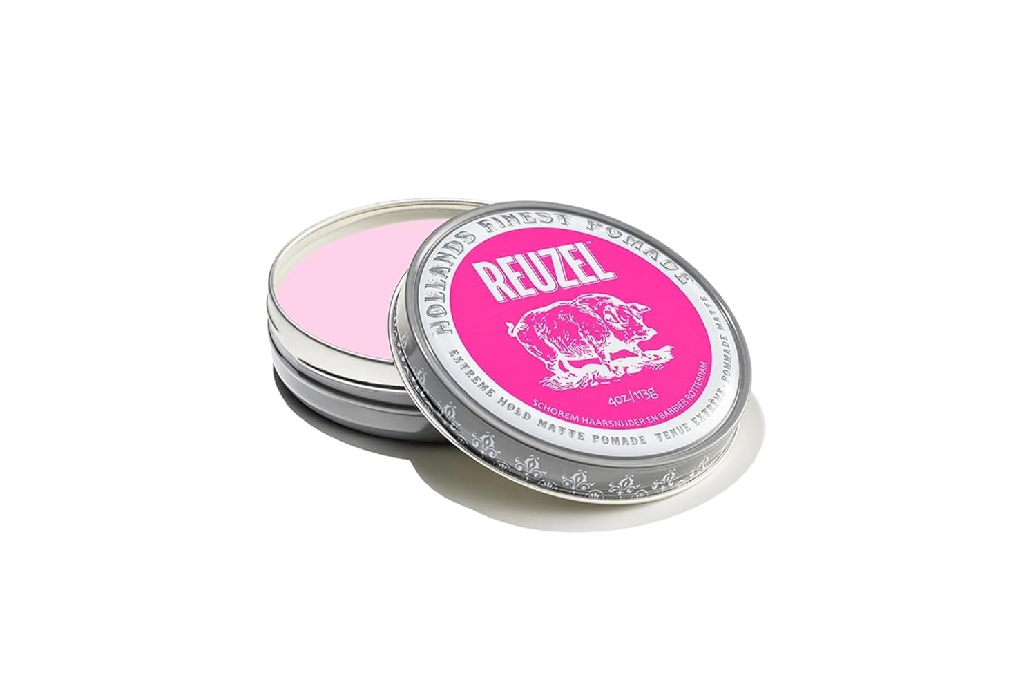 REUZEL Pink Extreme Hold Matte Pomade, Extreme Hold, Water Soluble Styling, Matte Finish, Easy To Wash Out, For All Hairstyles, 4 oz