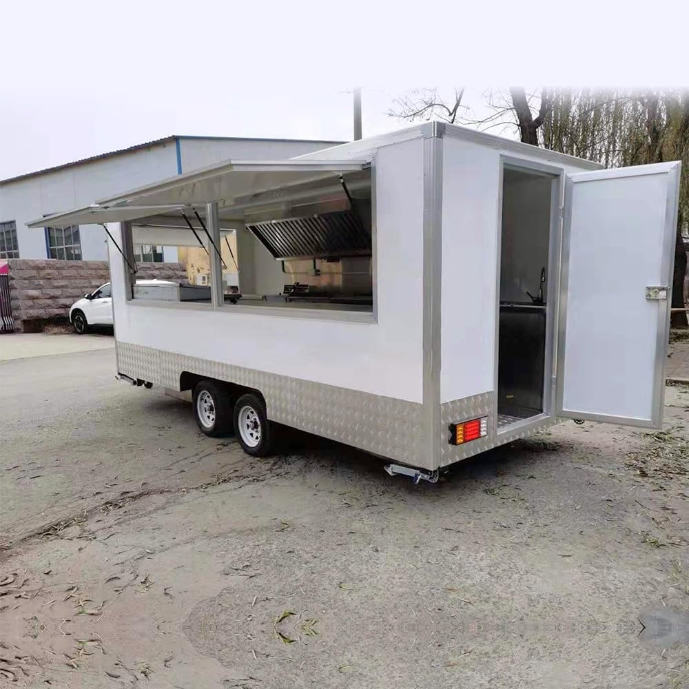 16.5FT Vending Cart Trailer, Mobile Food Trailers for Sale Food Truck Trailers Full Kitchen, Concession Food Truck Trailers Hot Dog Vending Cart Ice Cream Trailer(5 * 2.1 * 2.35m)