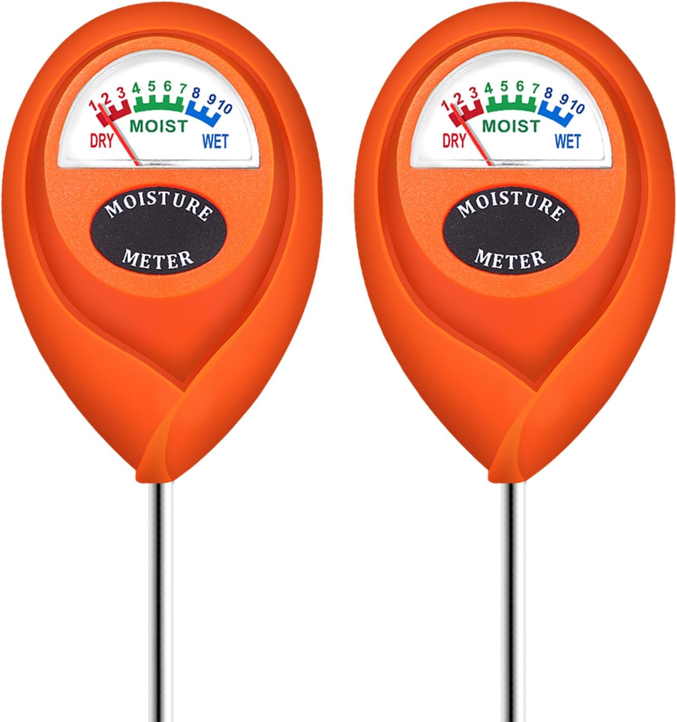 XLUX Orange 2 Pack Soil Moisture Meter, Garden Lawn Indoor Outdoor Use