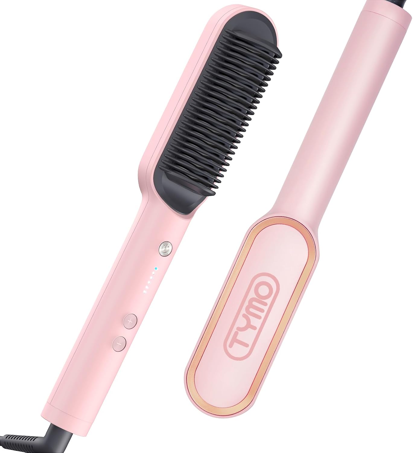 TYMO Ring Hair Straightener Brush – Hair Straightening Iron with Built-in Comb, 20s Fast Heating & 5 Temp Settings & Anti-Scald, Perfect for Professional Salon at Home, Sakura Pink