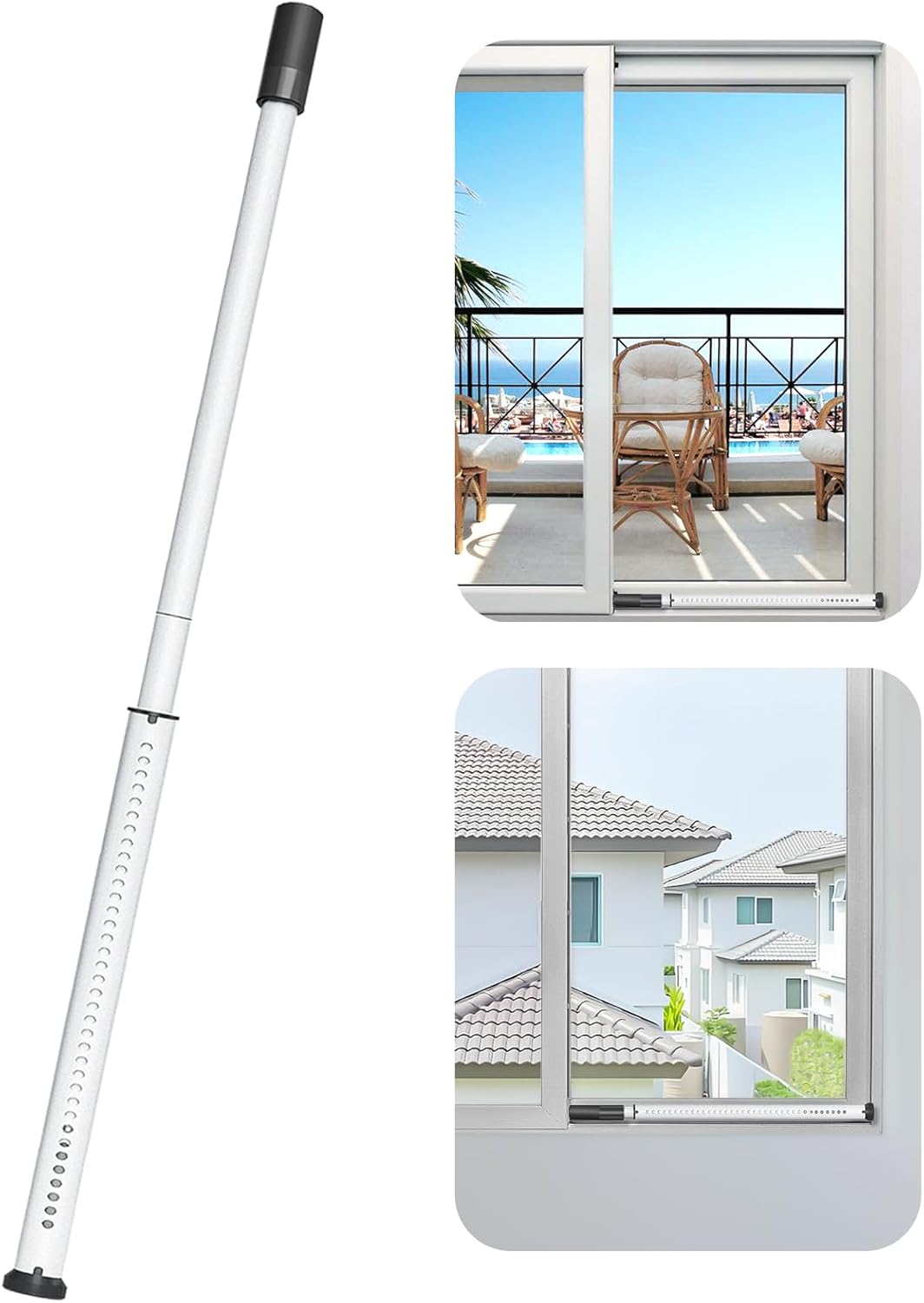 AceMining Heavy Duty Sliding Door Lock, 20-50inch Adjustable Multi-use Window Security Bar, Patio Door Stopper, White, 1 Pack