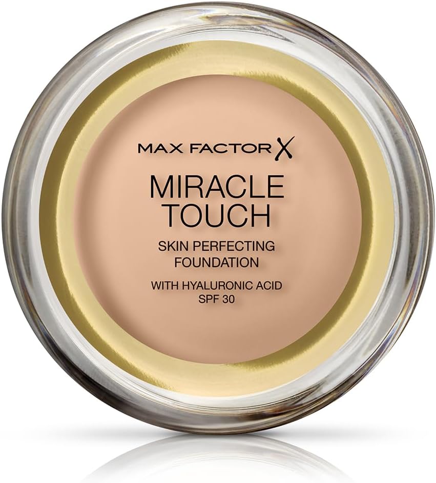 Max Factor Miracle Touch Foundation, New and Improved Formula, SPF 30 and Hyaluronic Acid, 43 Golden Ivory