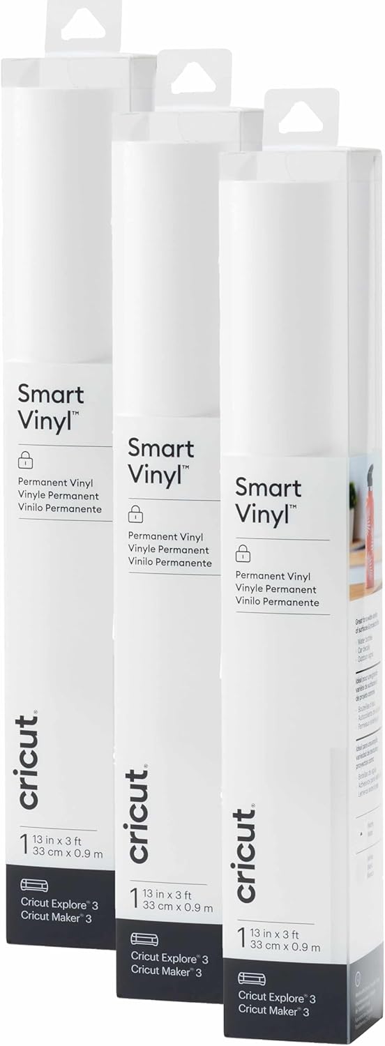 Cricut Smart Permanent Vinyl, White, 3-Pack of 3ft Rolls (13"x36") Adhesive Craft Vinyl - Matless Cutting for cuts up to 12ft with Maker 3 / Explore 3 Machines