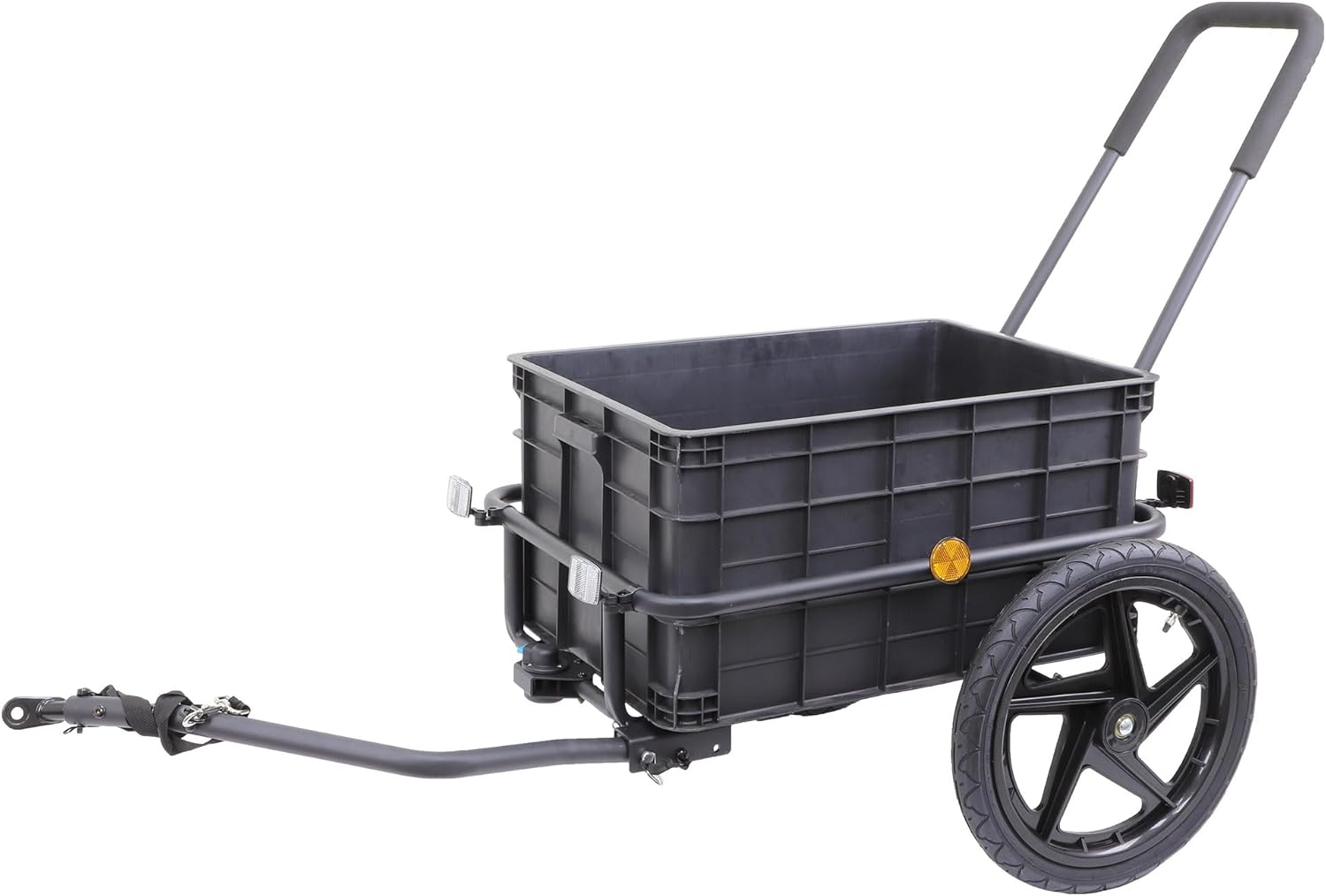 Xspec 2-in-1 Bike Cargo Trailer Pushcart, Bicycle Trailer with Removable Box and Waterproof Cover, Black, Pushcart Stroller with Tow Hitch and Removable Handlebar