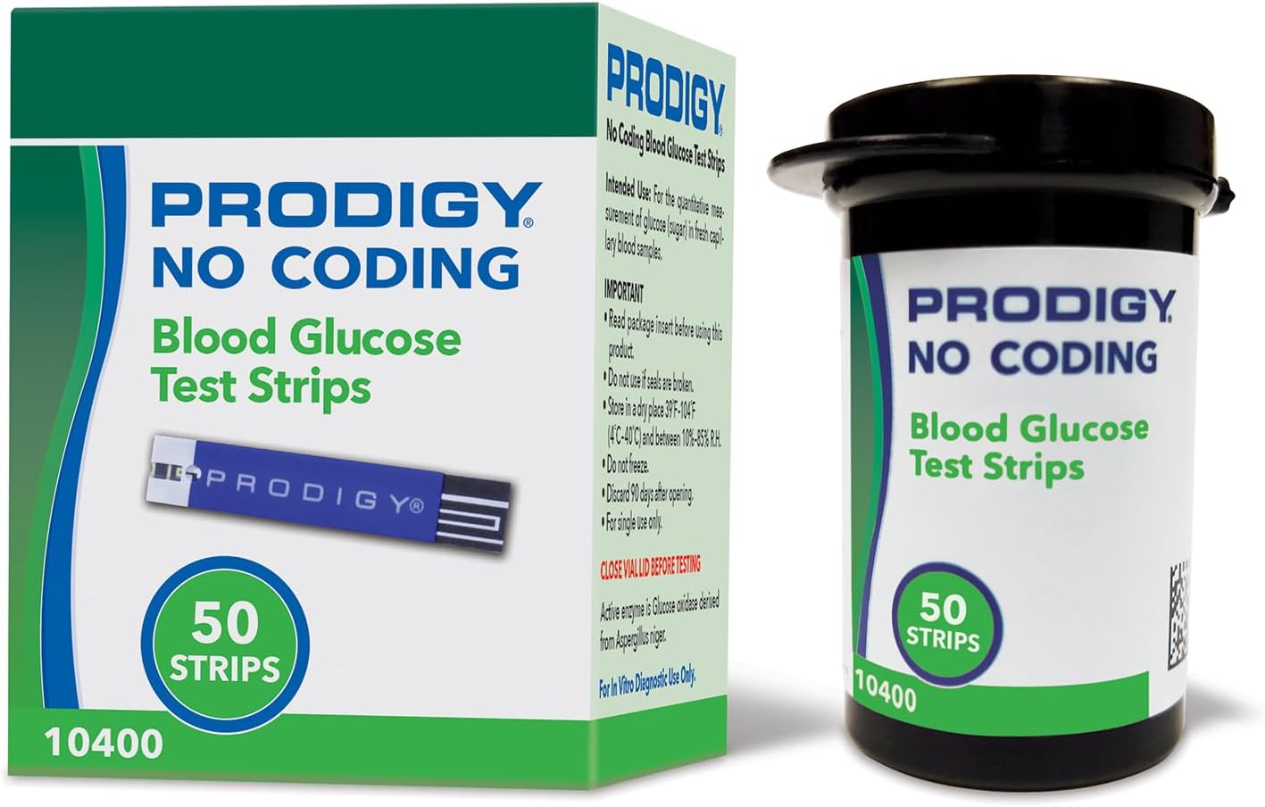 PRODIGY 10400 No Coding Test Strips, Box of 50 Strips, Online Version of 52800 & 73200