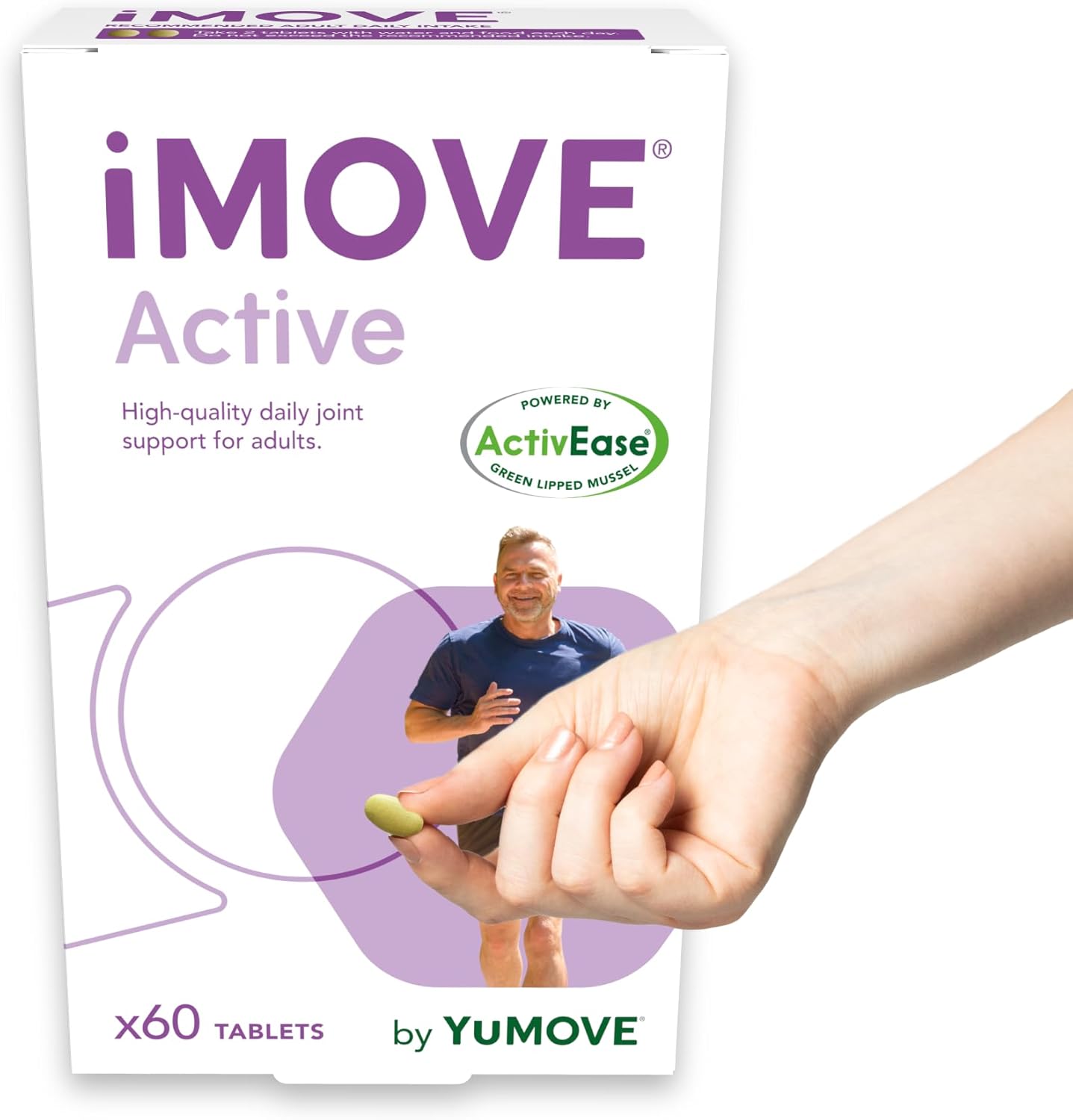 iMOVE Active, Natural Joint Care Supplements for Men & Women, Includes Glucosamine HCl, Green Lipped Mussel, Hyraluronic Acid, Vitamin E and C and Manganese, 60 Tablets