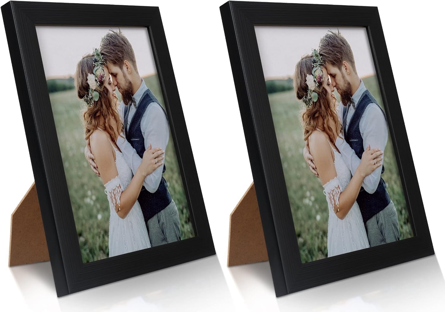 PECULA 2 Pack 5x7 Picture Frame, Black for Wall and Tabletop Display, Resistant Plastic With Clear Plexiglass for Vertical or Horizontal Display