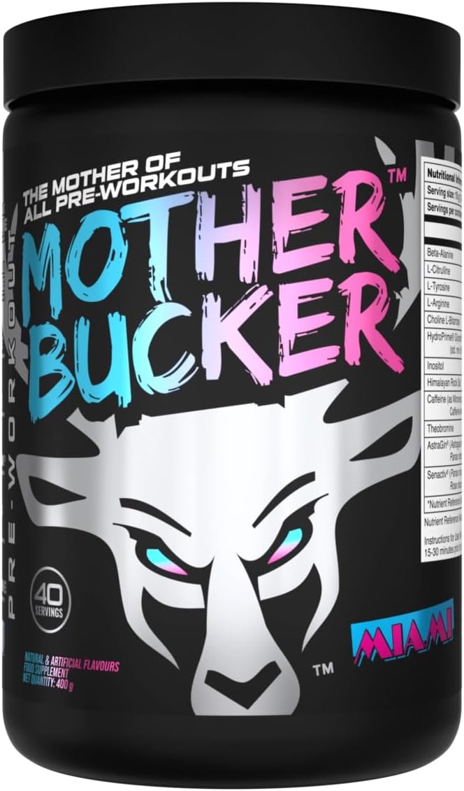 Bucked Up Mother Bucker Pre-Workout Powder | Caffeine, Energy & Endurance Blend | Sugar Free, Keto Friendly | No Proprietary Blends | Miami Flavour | 40 Servings