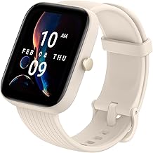 Amazfit Bip 3 Pro Smart Watch, Step Tracking, Heart Rate Monitor, Blood Oxygen Measurement, GPS, 14-Day Battery Life, Sleep Quality Analysis, Customizable Watch Faces (Cream)