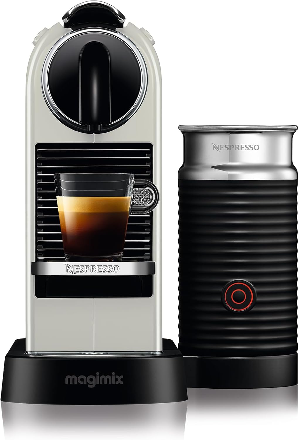 Nespresso Citiz Coffee Machine with Aeroccino Milk Frother by De'Longhi for Original Coffee Pods, Latte, Cappuccino, Espresso, Starter Capsule Set Included, EN267.WAE, White