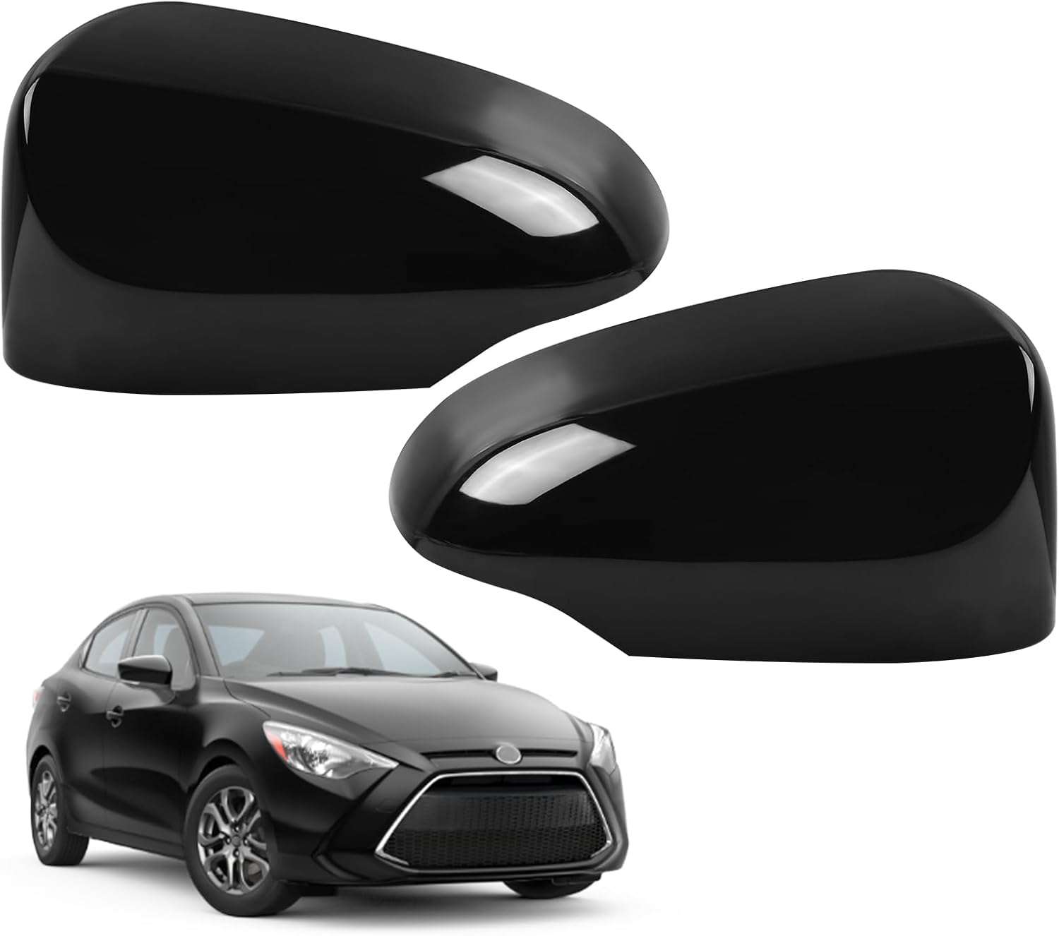 MaxAwe 1 Pair Wing Mirror Cover Caps Replacement, Rearview Side Black Mirror Cap for Toyota Yaris 2012-2019 87915-02931