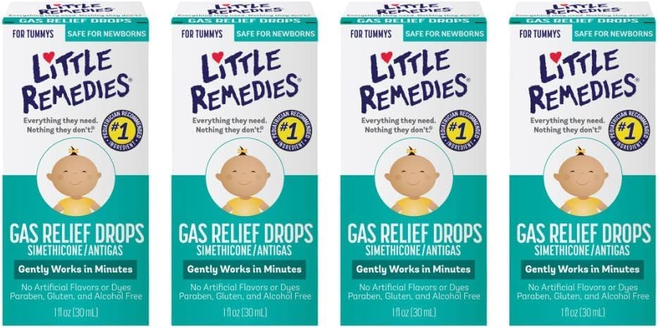 Little Remedies Gas Relief Drops, Natural Berry Flavor, Safe for Newborns 1.0 Fl Oz (Pack of 4)