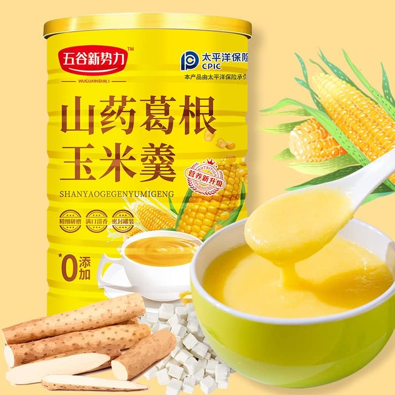 Chinese yam red dates and corn soup [600g/can], Nutritional breakfast meal substitute powder, Healthy breakfast corn Congee, Convenient cereal breakfast, Chinese snacks (1 can)