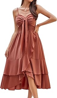 GRACE KARIN Women's Sleeveless Casual Midi Dress Summer Smocked Tiered Dresses Boho Beach A Line Dress