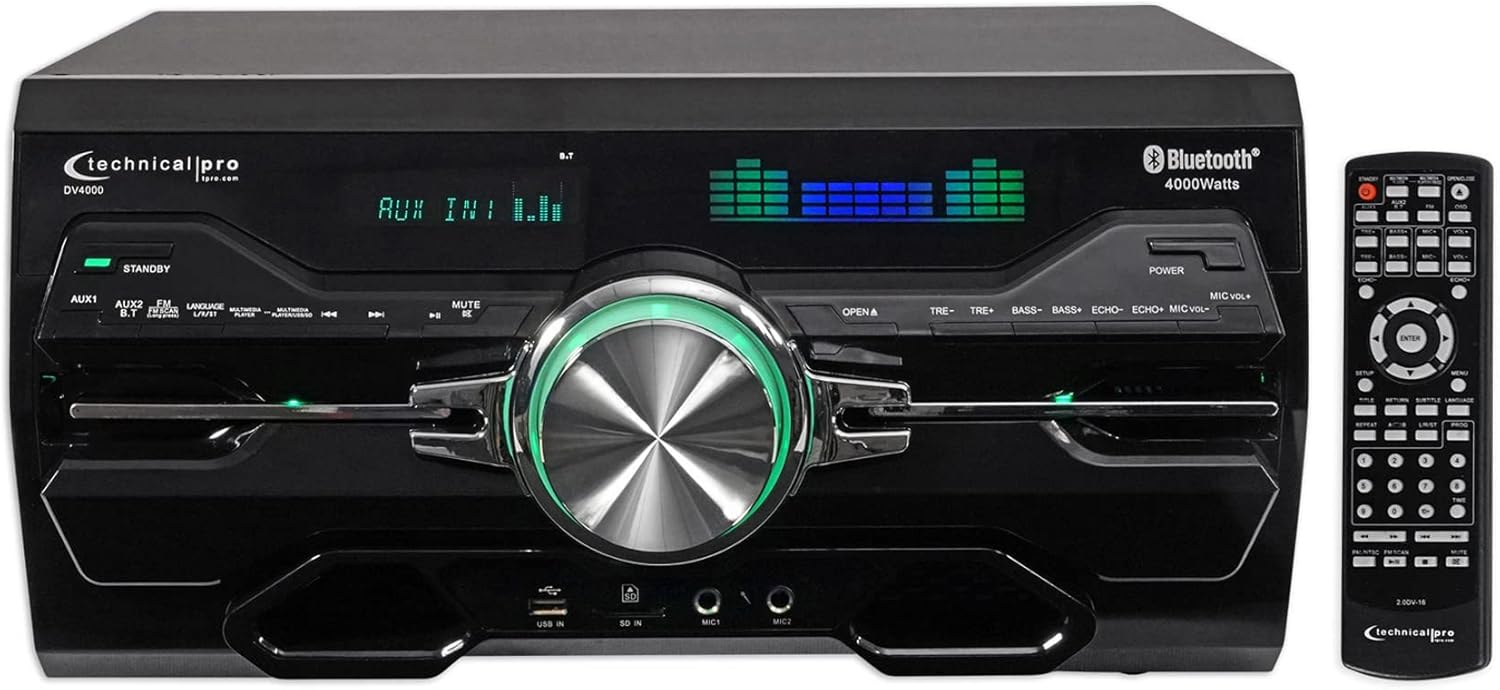 Technical Pro Professional 4000w Receiver/Amplifier/DVD Player Bluetooth/USB/FM