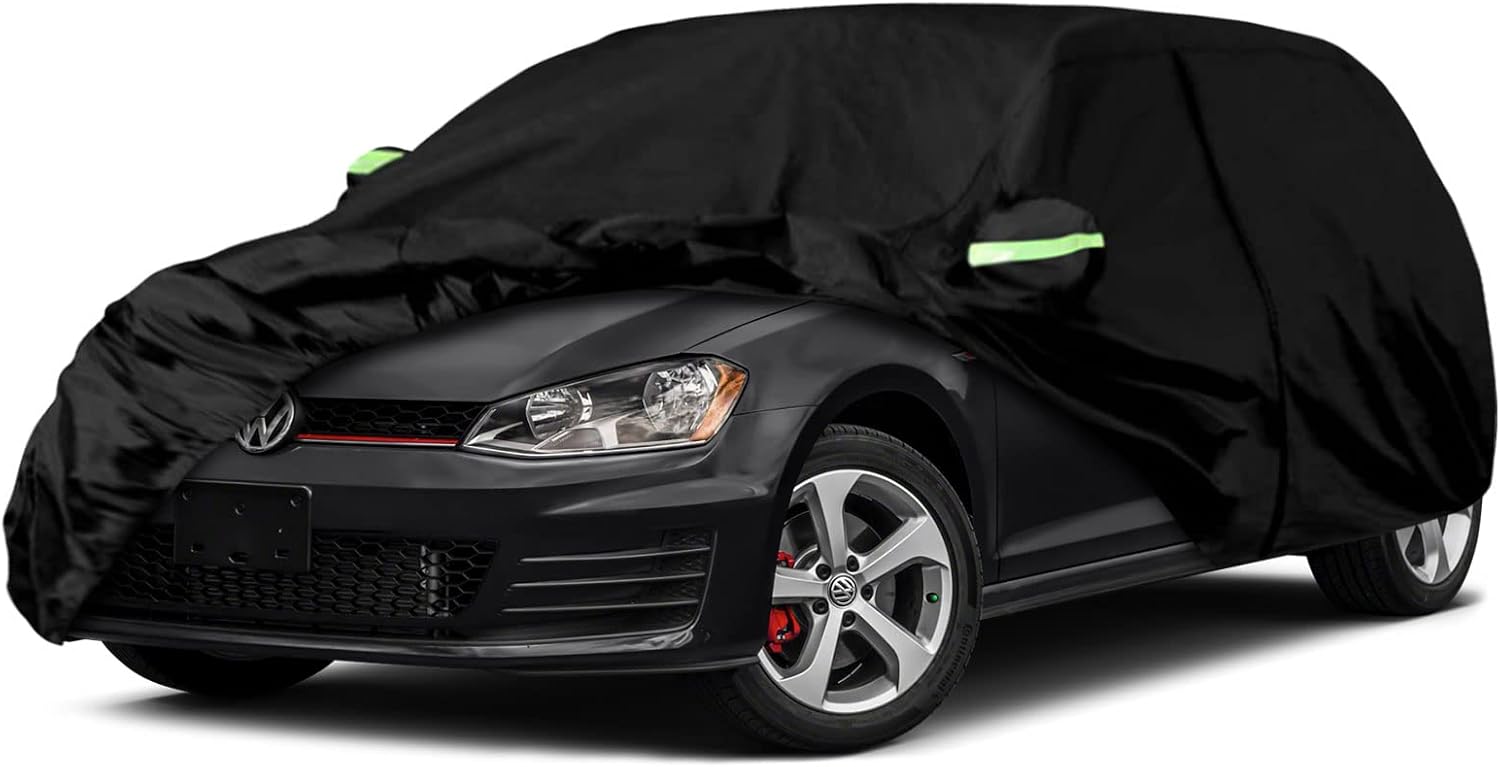 Waterproof Car Covers Replace for 2003-2025 VW Golf, 6 Layers All Weather Custom-fit Car Cover with Zipper Door & Windproof Bands for Snow Rain Dust Hail Protection (Golf)