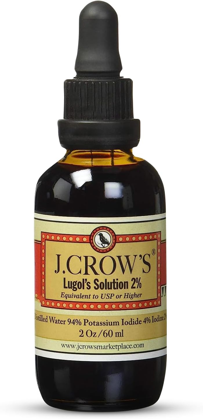 J.Crow’S® Lugol’s Solution of Iodine 2% – Premium Iodine & Potassium Iodide Liquid | True 2% USP-Grade Formula | Stable, Pure & Long-Lasting Quality | Made in USA – 60 ml / 2 oz