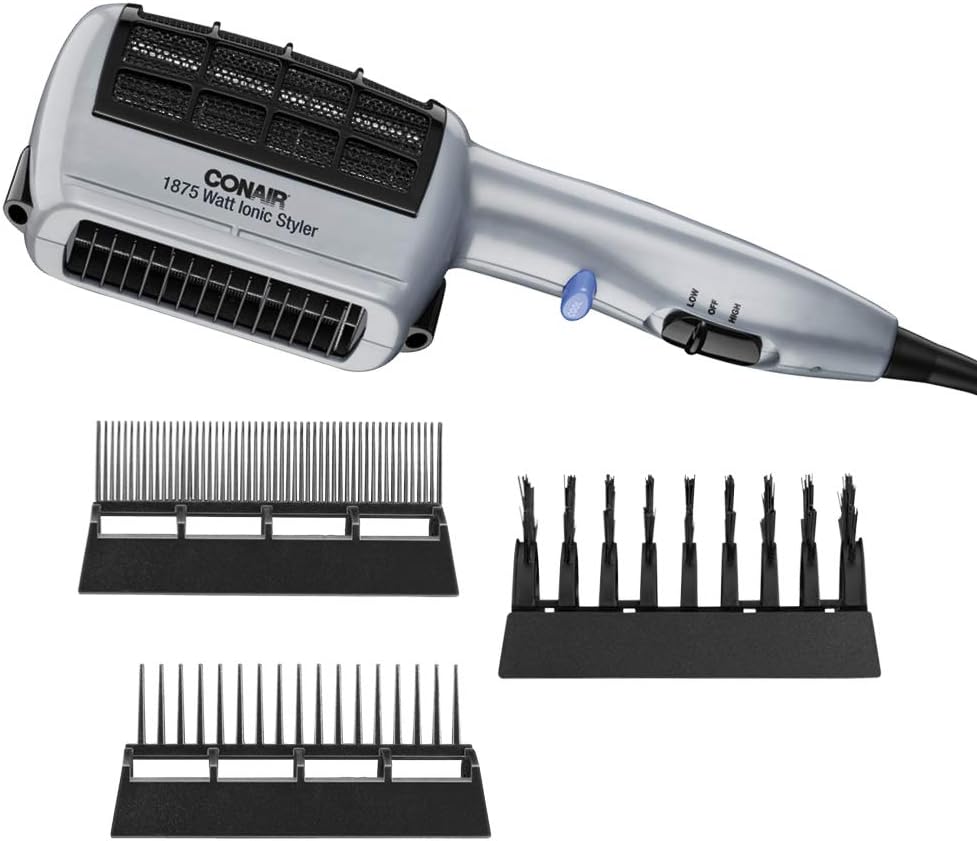 Conair 3-in-1 Styling Hair Dryer, 1875W Hair Dryer with Ionic Technology and 3 Attachments