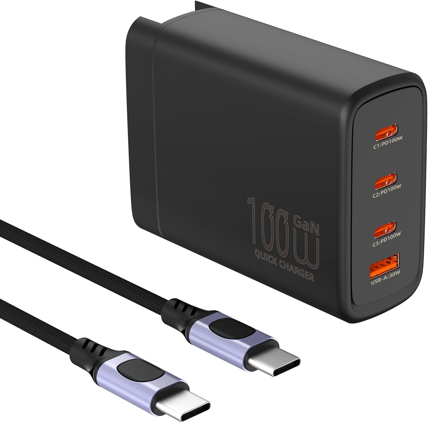 100w Battery Charger for DJI Drone, Power Adapter 4 Port (100W/30W + 65W) 1M USB-C Cable Included for DJI Mini 2 3 4, Neo, Avata 2, Air 3 3S 2 2S, Mavic 3 4 Pro Accessories for iPhone MacBook