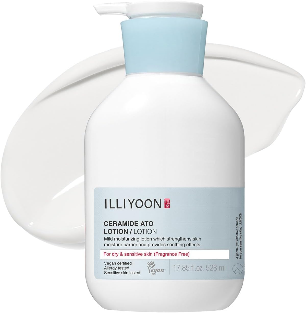 ILLIYOON Ceramide Ato Lotion 528ml(17.85oz) | Strengthening and restoring skin barrier with Soy Ceramide for Dry & Sensitive Skin | Gentle moisturizer for Infants and Adults | Vegan | Fragrance Free