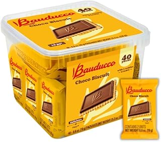 Bauducco Choco Biscuit Cookies - Crispy & Delicious - Great for Snacks, Dessert & Lunch Box – 2 cookies per pack, individually wrapped, 25.3 oz (Pack of 40)