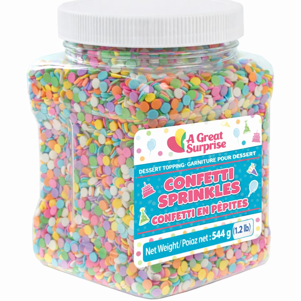 Birthday Confetti Sprinkles – 1.2 lb Bulk Pastel Rainbow Flat Round Jimmies – Baking Sprinkles for Cookies, Cupcakes, Cake Decorating, Ice Cream & Desserts