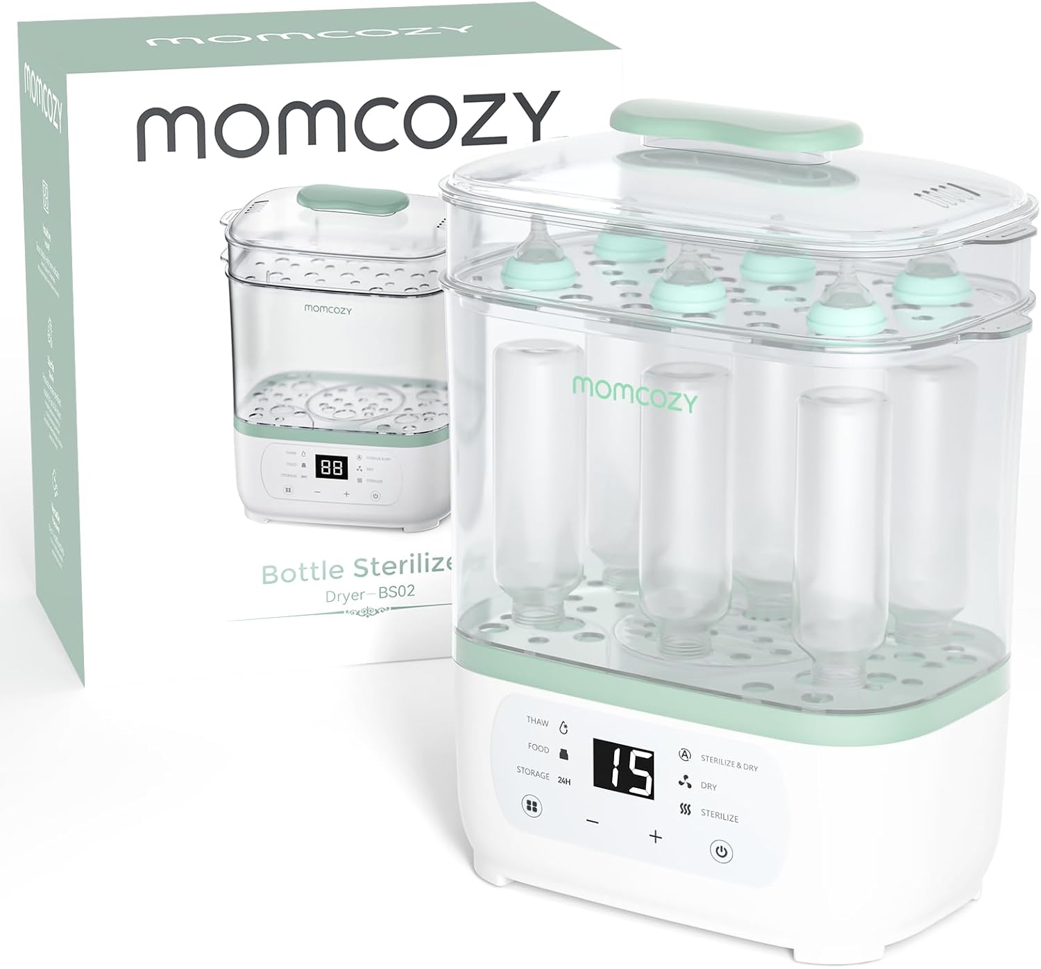 Momcozy Electric Steam Baby Care Bottle Sterilizer and Dryer, Multi-Function 8-in-1, Suitable for Baby Bottles, Breast Pump Accessories & Baby Stuff,Mid-Rang