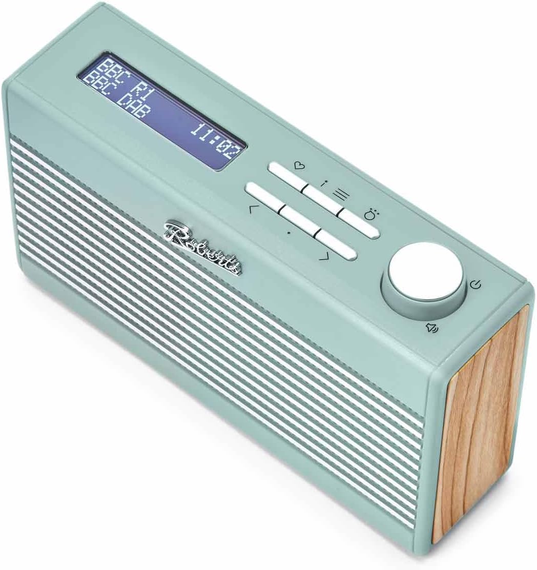 Roberts RAMBLER MINI FM, DAB, DAB+ Digital Radio with Bluetooth & Built-In Rechargeable Battery - Duck Egg