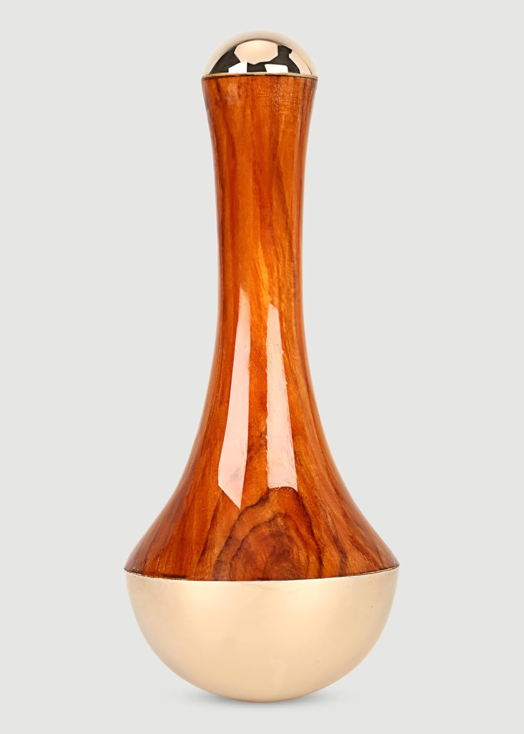 Ayurvedic Kansa Wand Face Foot and Body Massager - 2 in 1 Massager with Comfortable Grip & Deep Relaxation Massage Tool Teak Wood Handle (Natural)