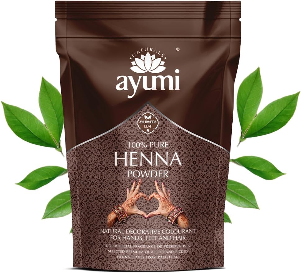 Ayumi Pure Henna 100% (Mendhi) | Natural Dark Red Hair Dye | Chemical-Free Colour | Dandruff Prevention | Hair Growth & Moisture Conditioning Powder | 200g