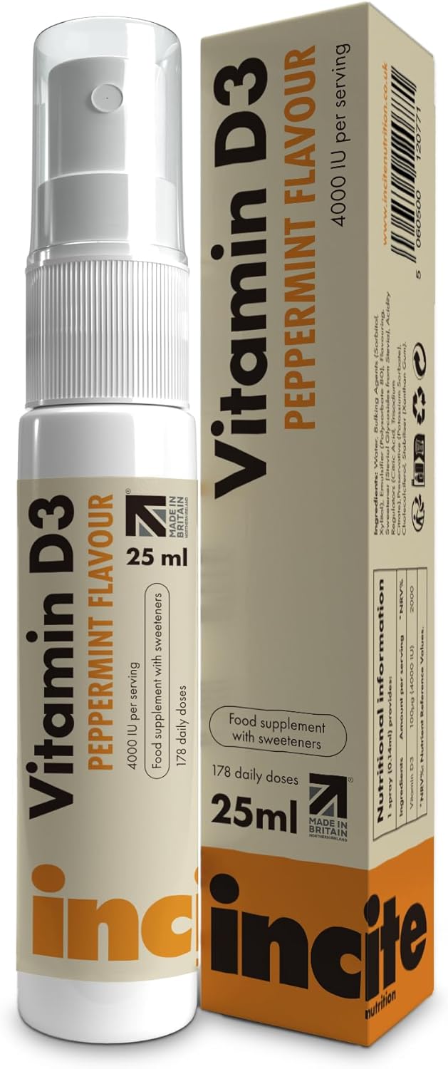Vitamin D Spray Top Power - VIT D3 4000 IU Natural Peppermint Flavour 25ml (144 Servings) Daily Oral Spray Pill-Free Vitamin D Supplement, Over 3 Months Supply - Made in The (UK)