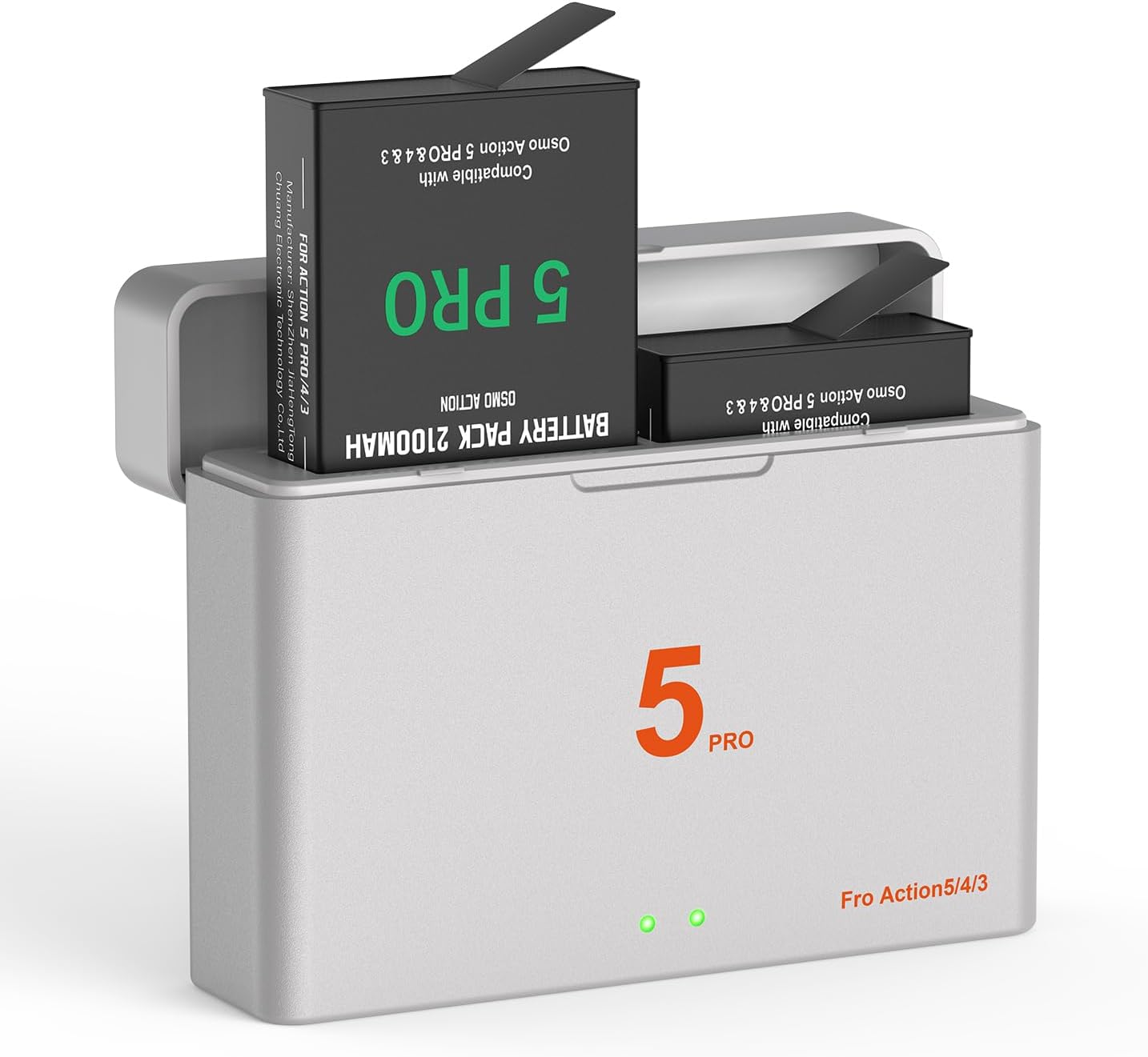 Adicop Osmo 360 Battery Replacement Compatible with DJI Osmo 360/Action 5 pro/3/4, 2PCS 2100mAh Battery + Fast Charger Case Accessories Compatible with DJI Osmo 360/Action 5 Pro/3/4 Camera