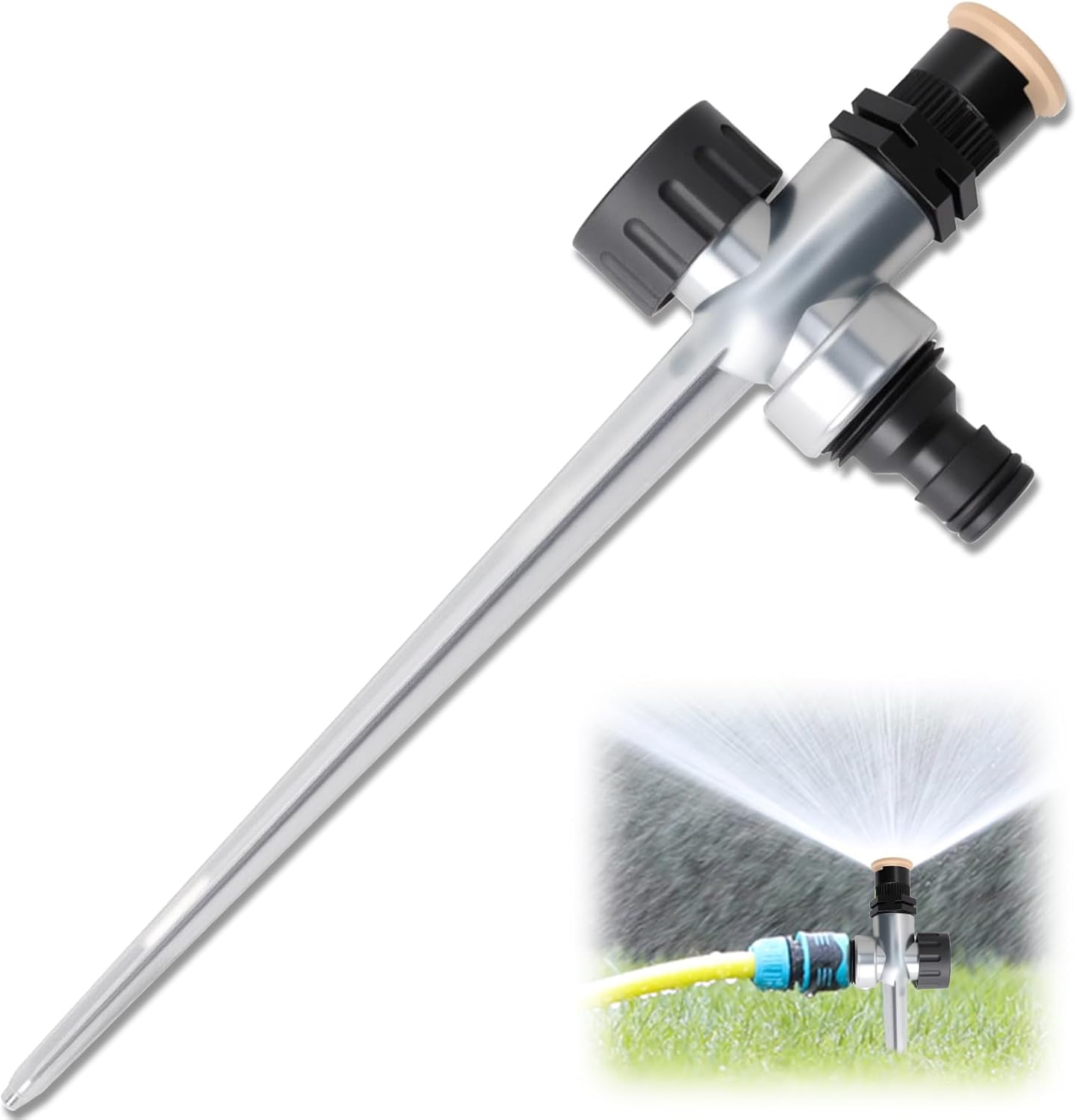 Sprinklers for Lawns, Garden Sprinkler Head with Metal Spike, Adjustable 30°–360° Sprinkler System for Targeted Irrigation, Compact Garden Sprinklers for Lawns Patio Yard and Small Garden Use