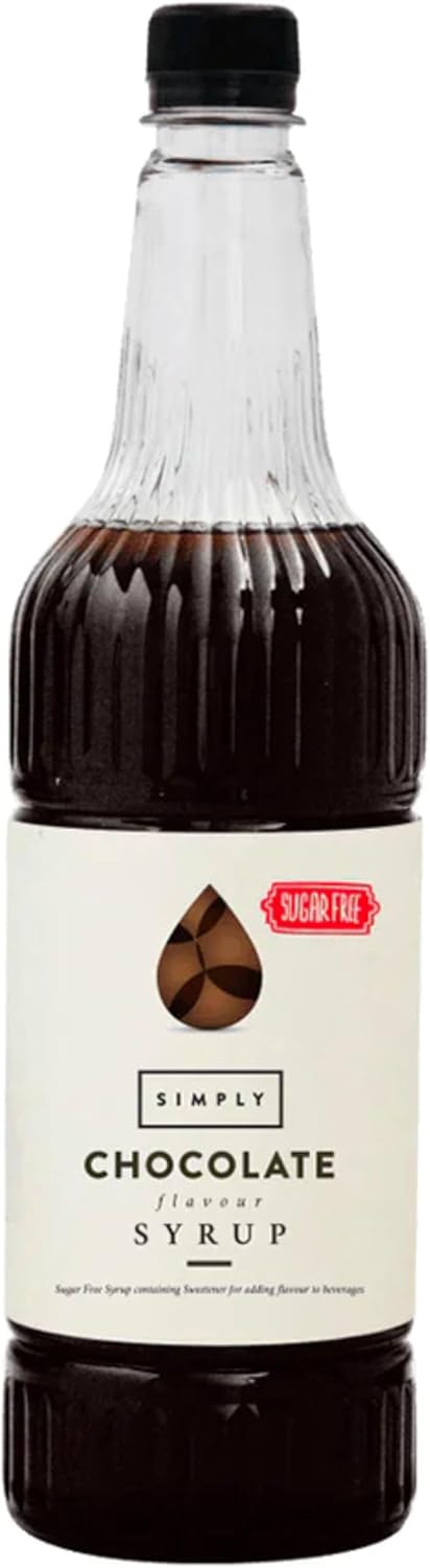 Simply Sugar Free Chocolate Syrup, Low Calorie, Vegan & Nut Free Flavoured Syrup for Coffee, Cocktails & Baking (1 Litre)