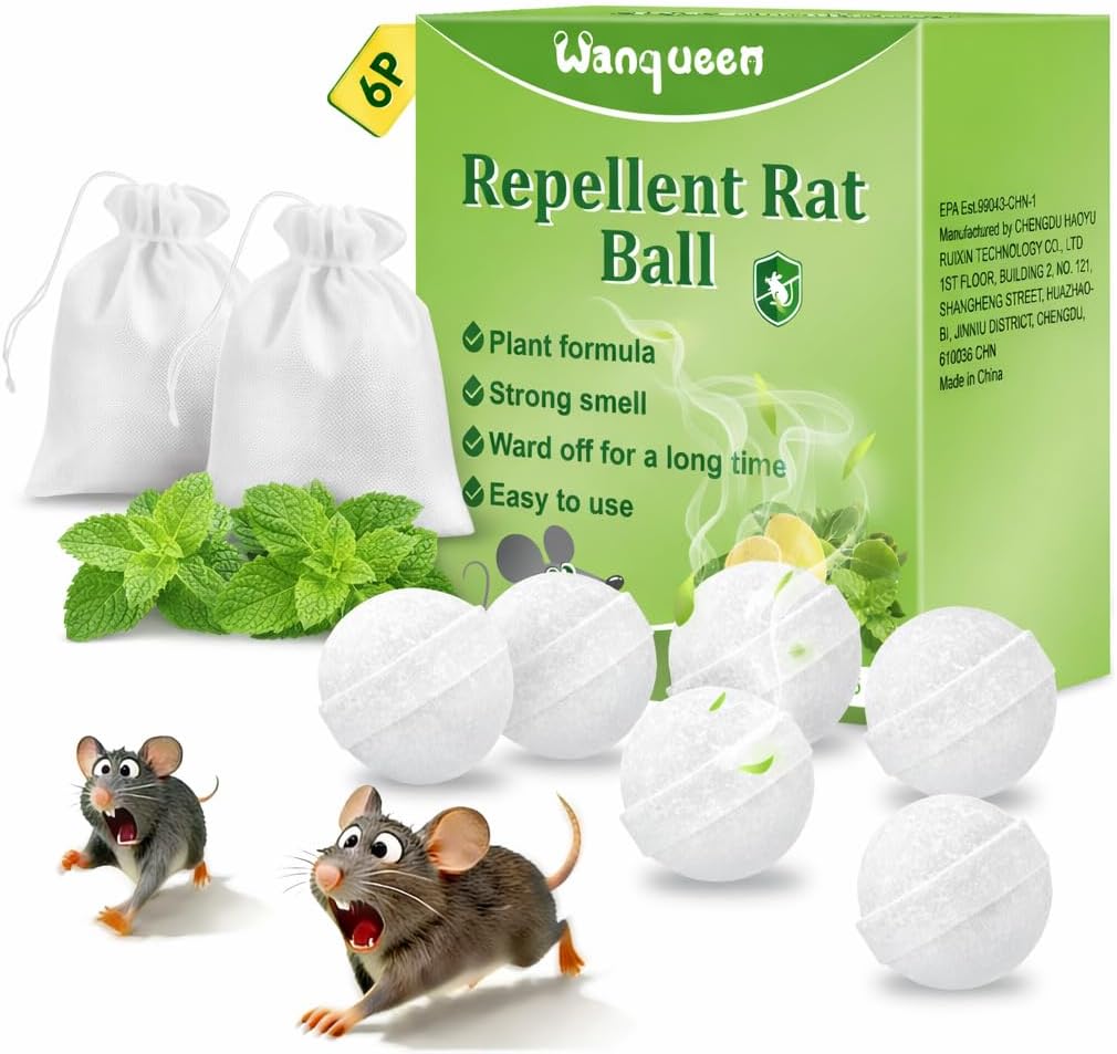 6 Pack Mouse Rodent Repellent Balls, Peppermint Oil to Repel Mice & Rats