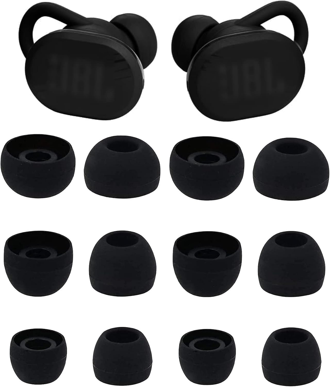 ALXCD Ear Tips Compatible with JBL Endurance Race Sport Earbuds, 6 Pairs S/M/L Sizes Replacement Soft Silicone Earbud Tips Eartips, Compatible with JBL Endurance Race, Black