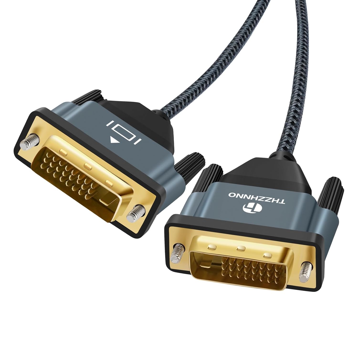DVI to DVI Cable 6.6FT, Gold-Plated & Braided Male DVI-D 24+1 to DVI Cable Support High Resolution 2560x1600 1080P for Gaming, DVD, Laptop, PC, Display