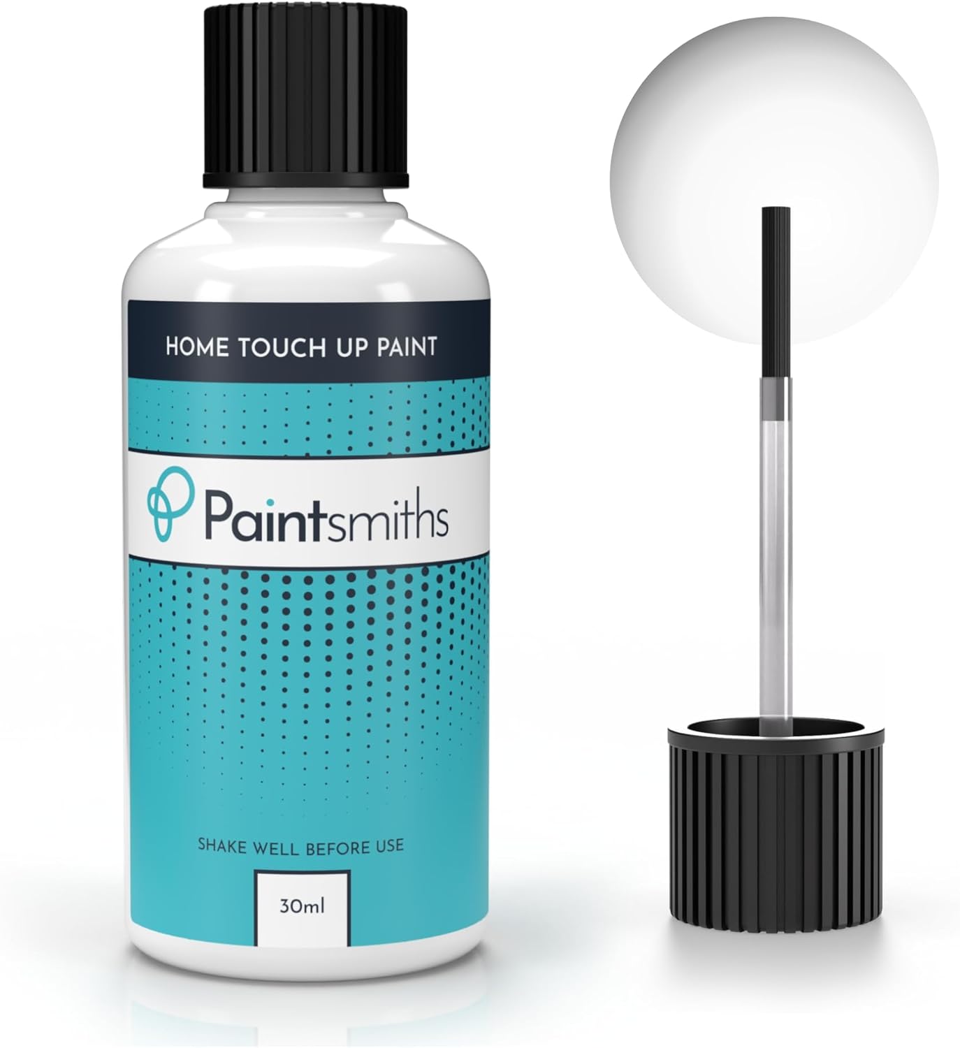 Paintsmiths Home Touch Up Paint - Repair Walls, Ceilings and Wood - Matt Finish - Bottle & Brush for Easy Application - High Opacity Emulsion for Scuffs, Scratches and Stains (White)