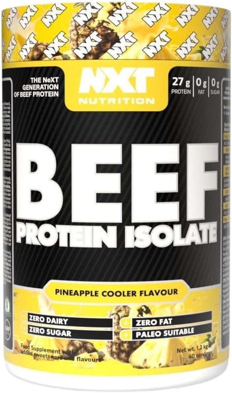 NXT Nutrition Beef Protein Isolate Powder - Protein Powder High in Natural Amino Acids - Paleo, Keto Friendly - Dairy and Gluten Free - Muscle Recovery | 1.2kg (Pineapple)