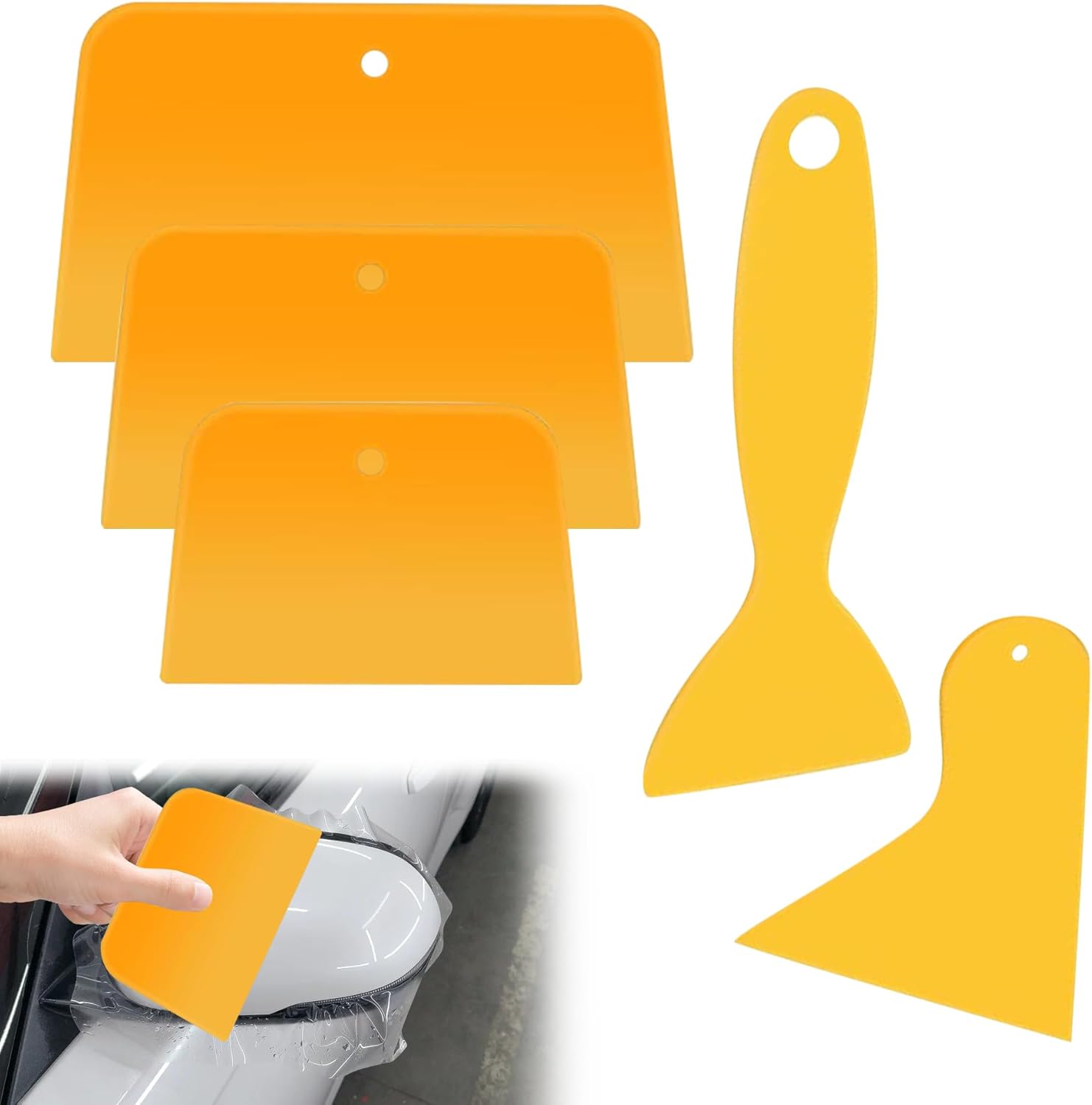 5PCS Body Filler Spreaders 3 Styles Car Body Filler Repair Kit Plastic Glass Film Scrapers Reusable Car Filler for Bodywork for Putties,Applying Fillers,Caulking Agents Car Body Maintenance and Paint